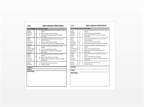 AQA Language Paper 1: Mark Scheme for Books (Abridged Questions 2-5) | Teaching Resources