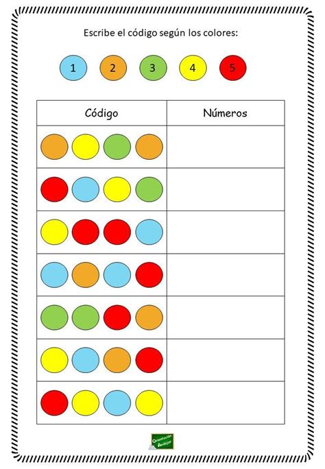 Ejercicio De Atenci N C Digo De N Meros Y Colores Orien Ejercicios