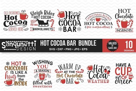 Hot Cocoa Bar Christmas Svg Bundle Designs