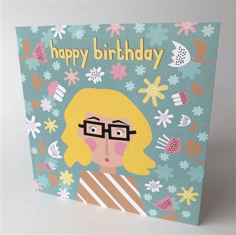 Happy Birthday Blonde Girl With Specs Fiona Wilson Prints