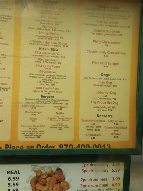 Menu At Kelleys Kickin Chicken Restaurant West Memphis