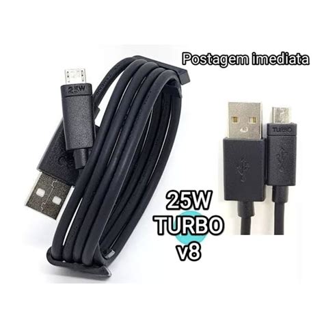 Cabo De Dados Micro Usb V8 25W Turbo 2 1 Metro Para Samsung LG