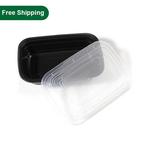 24 oz Rectangular To Go Containers with Lids Black 150 Set – Pony Packaging