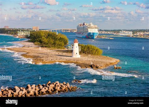 Nassau Bahamas Scenic View Of The Lighthouse Cruise Port And Resort