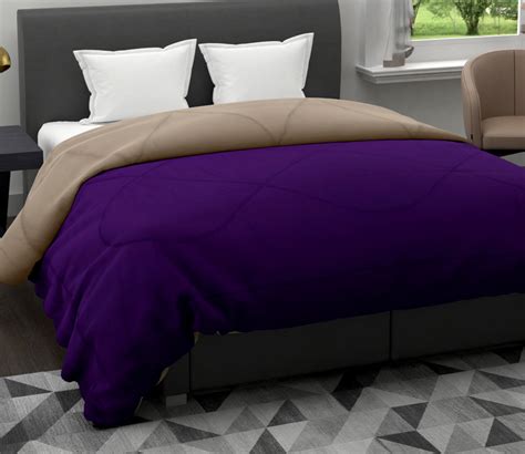 Buy Purple And Taupe 120 GSM All Weather Reversible Double Bed Quilt at ...