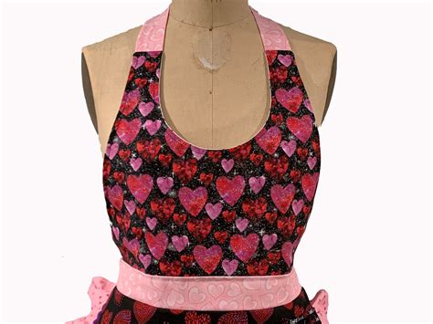 Heart Print Apron Valentines Day T Womens Bib Etsy