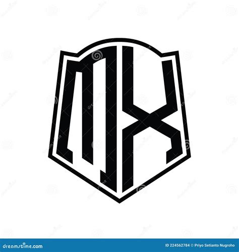 MX Logo Monogram With Shield Shape Outline Design Template Stock Vector