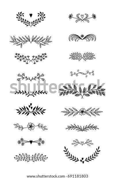 Hand Drawn Floral Text Dividers Flowers Stock Vector Royalty Free