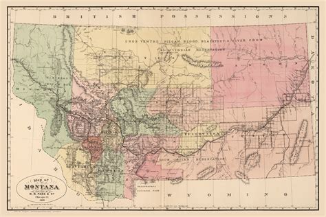 Montana 1886 Old State Map Reprint Old Maps