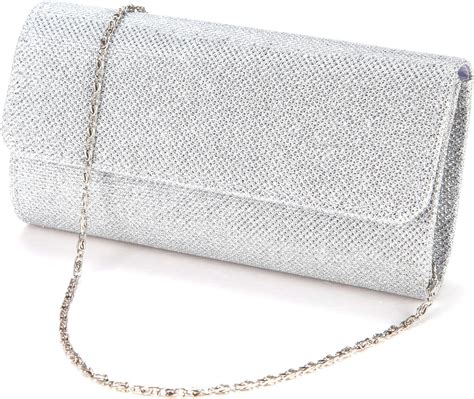 Anladia Elegant Damentasche Silberne Clutch Hochzeit Handtasche Mit