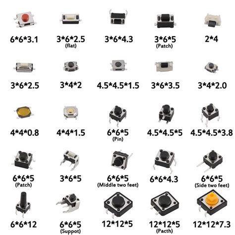 125pcs 25 Values Tactile Push Button Micro Switch SMD DIP 4 Pin 3 Pin 2