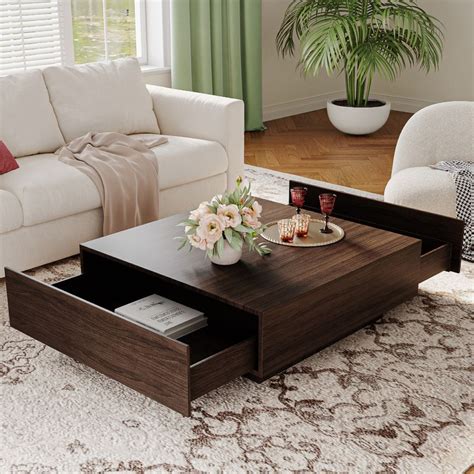 Modern Coffee Table Minimalist Wood Veneer Coffee Table With Storage