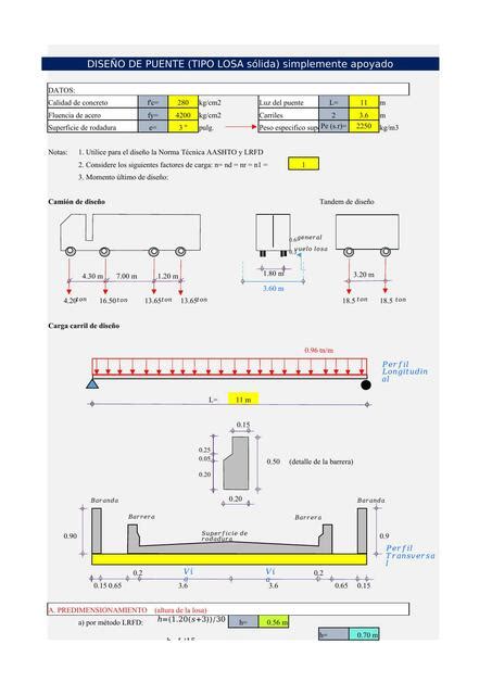 Hoja De Calculo De Diseño De Puente Tipo Losa Plantillas De Excel De Ingeniería Civil Udocz