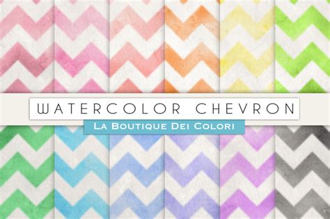 Watercolour Chevron Digital Papers By La Boutique Dei Colori