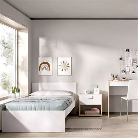 Letto Singolo X Cm In Legno Bianco Con Testata Thera