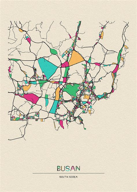 Busan South Korea City Map Drawing By Inspirowl Design Pixels