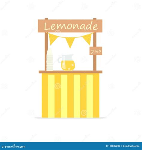 Lemonade vector stand stock vector. Illustration of flat - 115882200