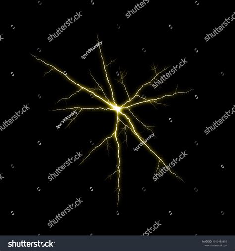 Isolated Yellow Electrical Lightning Strike Visual Stock Illustration