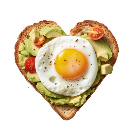 Avocado Toast With Egg And Tomato On Heart Shape 27735611 Png