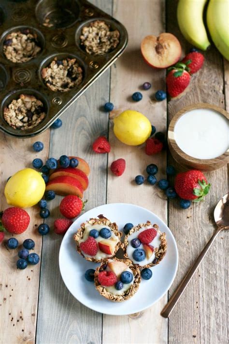 Vegan Granola Cups with Fruit and Lemon Filling - A Dash of Megnut