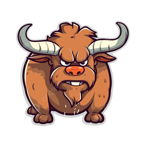 An Angry Cartoon Bull With Horns On A White Background Clipart Vector