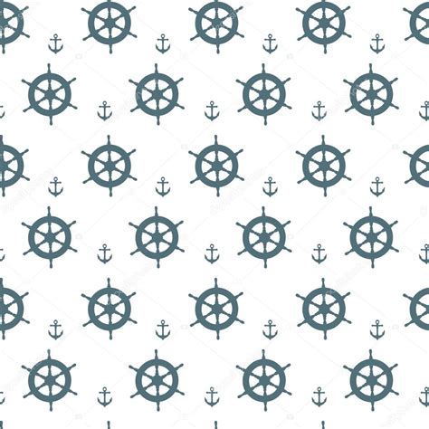 Seamless Nautical Pattern With Anchors And Ship Wheels — Stock Vector