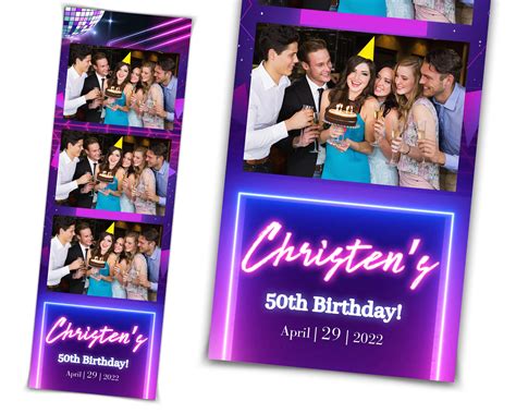 Birthday Photo Booth Template Neon Light Photobooth Template Etsy