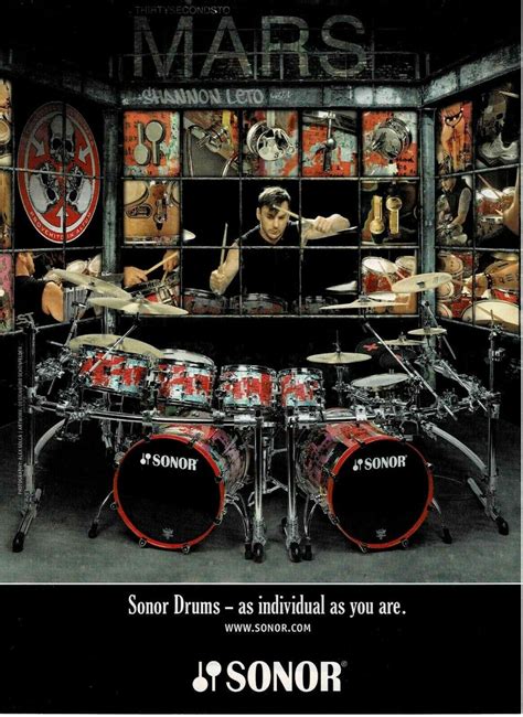 Shannon Leto of 30 Seconds to Mars Sonor Drums Print Advertisement - Etsy