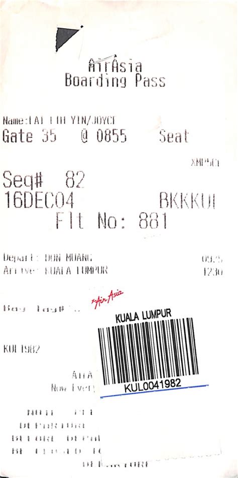 Automated Printed Boarding Pass Airasia Museum