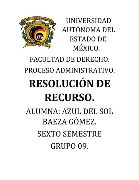 Resolucion DEL Recurso UNIVERSIDAD AUTNOMA DEL ESTADO DE M