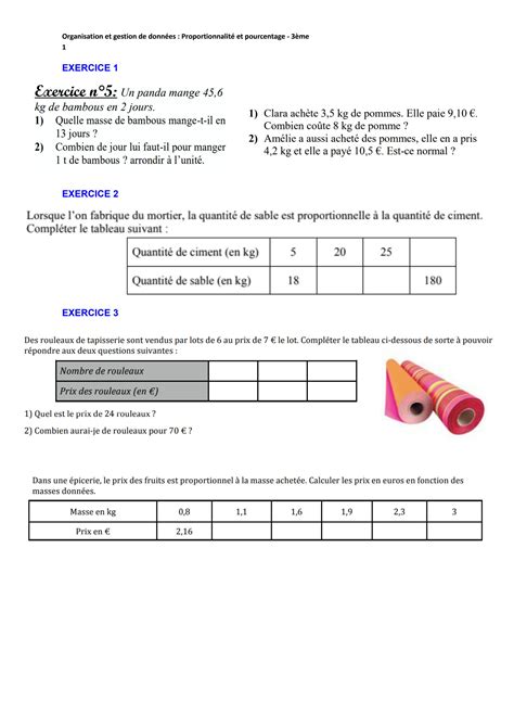 SOLUTION Exercices 3ème proportionnalité et pourcentage Studypool