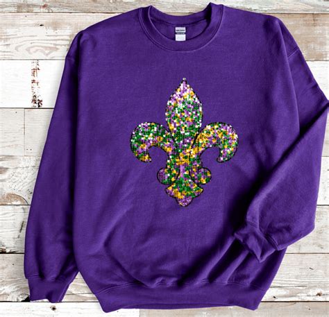 Mardi Gras Fleur De Lis Mardi Gras Sweatshirt Louisiana Mardi Gras