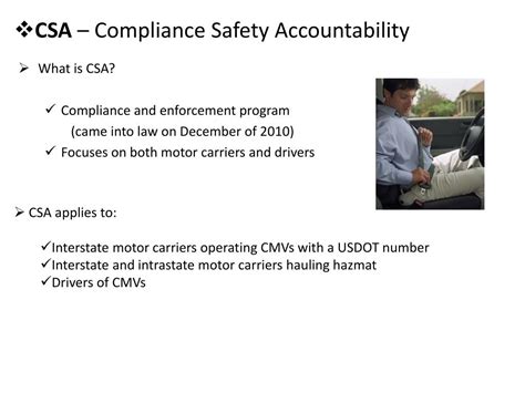 Ppt Federal Motor Carrier Safety Administration And Dot Safety