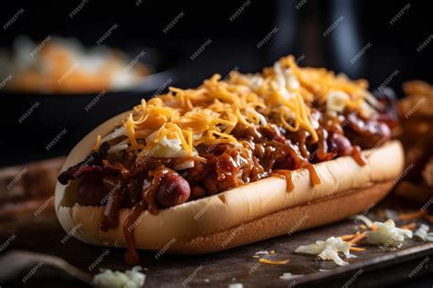 Premium AI Image | A hot dog with cheese and chili on it