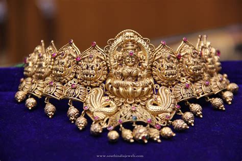 Gold Temple Lakshmi Choker Necklace South India Jewels