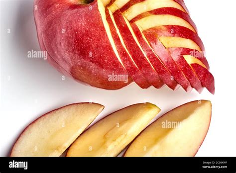 Isolated Apples Whole Red Apple Fruit With Slice Cut Isolated On