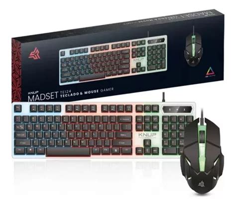 Kit Teclado E Mouse Combo Gamer Led Rgb Usb Knup Kp Te124