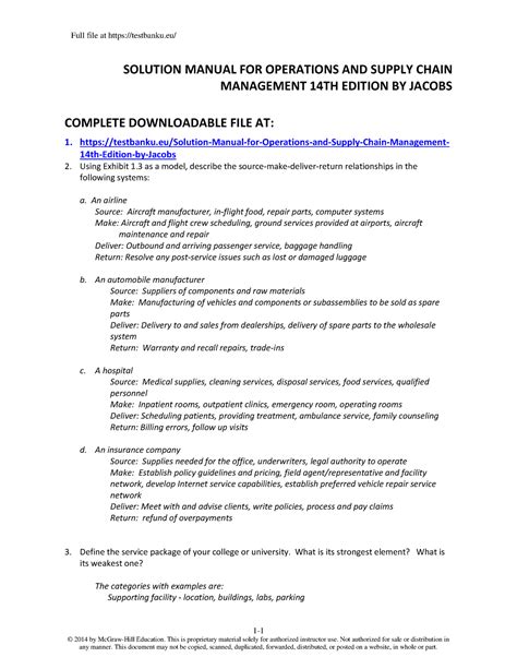 Solution Manual For Operations And Supply Chain Management Th Edition