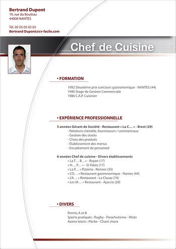 Modele De Cv Cuisinier