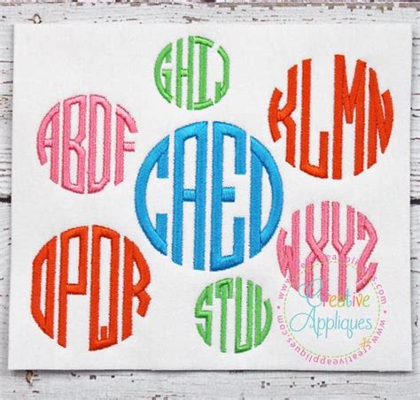 Sizes Bx Natural Circle Letter Monogram Embroidery Etsy