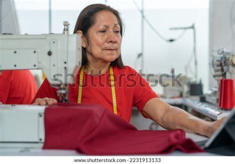 Portrait Latina Mature Woman Looking Digital Stock Photo