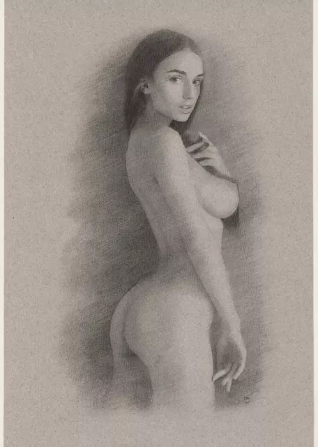 FEMME SEXY DESSIN signé Nu féminin Modèle sensuelle Seins Corps Œuvre