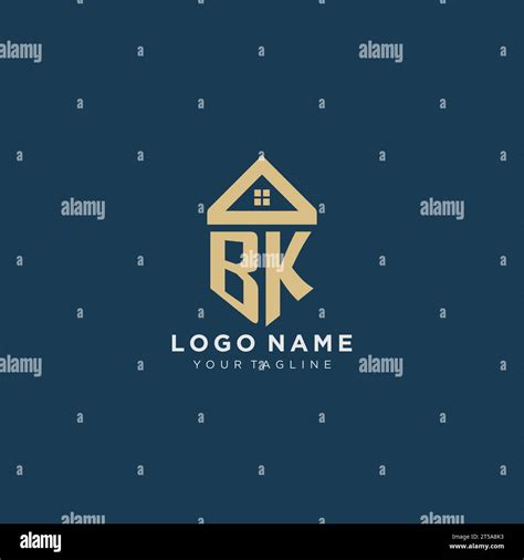 Initial Letter Bk With Simple House Roof Creative Logo Design For Real