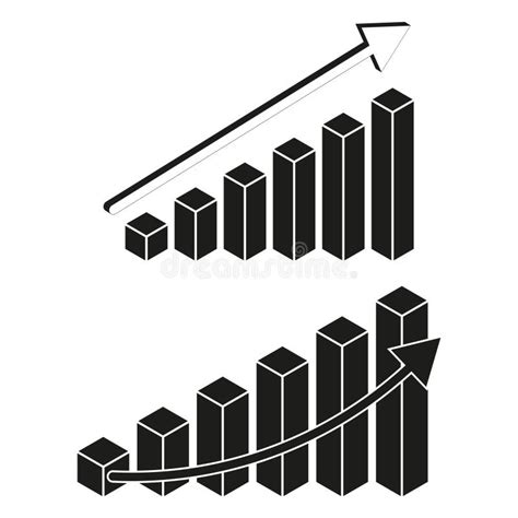 Growth Bar Chart Black Ascending Bars Upward Arrows Vector Graphic Stock Illustration