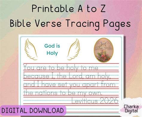 Printable A To Z Bible Verse Tracing Worksheets Handwritting Practice