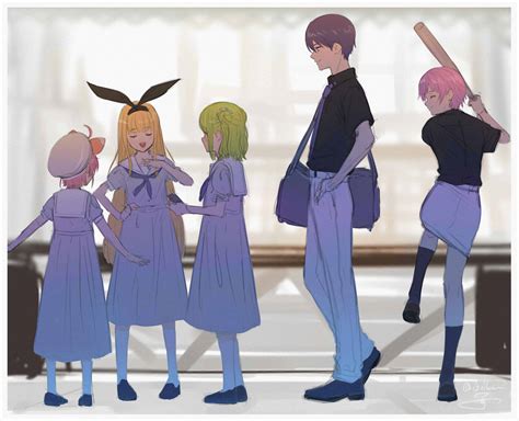 Kenmochi Touya Morinaka Kazaki Mononobe Alice Yuuhi Riri And Ushimi Ichigo Nijisanji Drawn