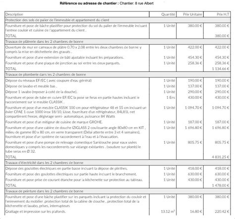 Logiciel Devis Pour Chiffrer Les Travaux D Un Studio Exemple Tactidevis