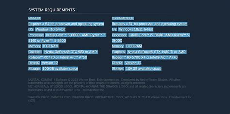 Mortal Kombat 1 PC Requirements Revealed, Needs 100 GB Installation Space