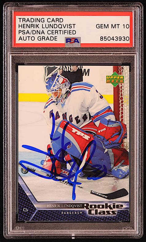 Henrik Lundqvist Signed Ud Rookie Class Rc Psa Autograph