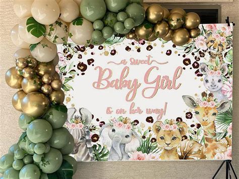 Amazon Avezano Safari Baby Shower Backdrop For Girl Jungle Safari